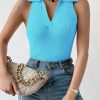 Casual Ribbed V-Neck Top - Image 4