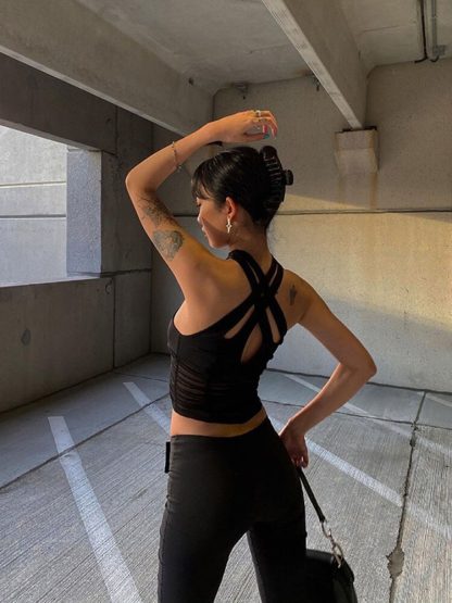 Sexy Solid Mesh Vest Clubwear - Image 3