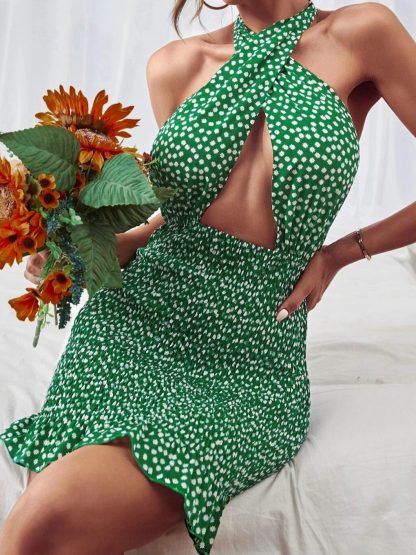 Cross Halter Wrap Dress